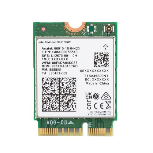 Плата WiFi+Bluetooth Intel 9461NGW, (M.2 2230, IEEE 802.11 AC + Bluetooth 5.0, 0C012-00140300)