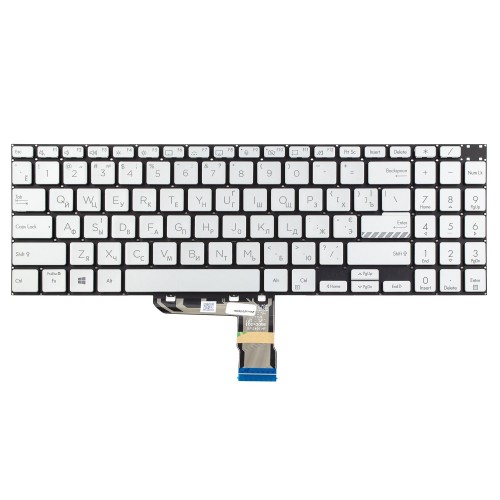 Клавіатура для ноутбука Asus Vivobook K3500P M3500Q K6500Z M6500Q M7600Q X3500P, RU/UA, Silver, For Backlit