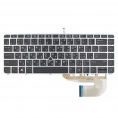 Клавиатура для HP EliteBook 745 840 G3 G4, RU, (Black, Silver frame, Backlit, Trackpoint, Аналог)
