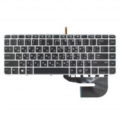 Клавиатура для HP EliteBook 745 840 G3 G4, RU/UA, (Black, Silver frame, Backlit)