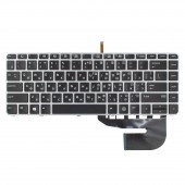 Клавиатура для HP EliteBook 745 840 G3 G4, RU/UA, (Black, Silver frame, Backlit)