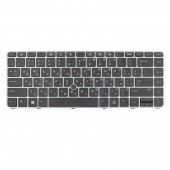 Клавиатура для HP EliteBook 745 840 G3 G4, RU/UA, (Black, Silver frame, Pointstick, Original)
