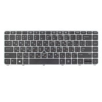 Клавиатура для HP EliteBook 745 840 G3 G4, RU/UA, (Black, Silver frame, Pointstick, Original)