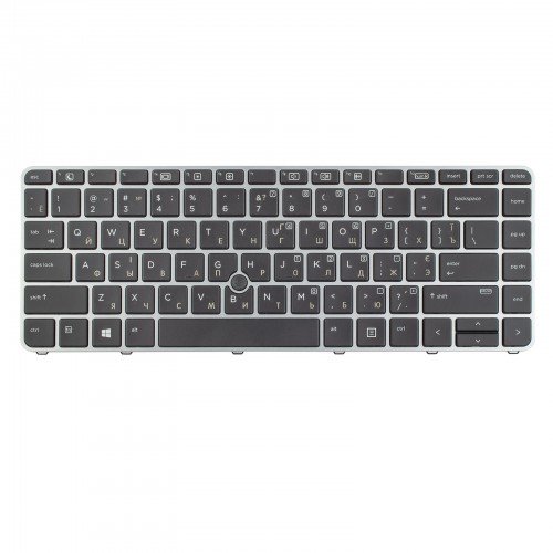 Клавіатура для ноутбука HP EliteBook 745 840 G3 G4, RU/UA, (Black, Silver frame, Pointstick, Original)