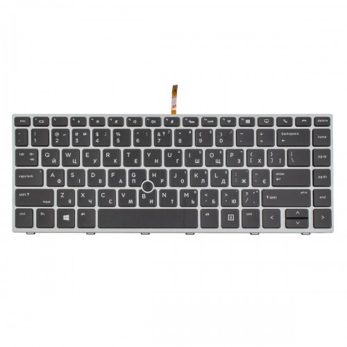 Клавиатура для ноутбука HP EliteBook 745 840 G5 G6, UA (Black, Silver Frame, Backlit, PointStick, Original)