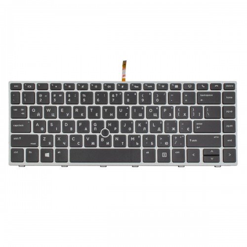 Клавіатура для ноутбука HP EliteBook 745 840 G5 G6, UA (Black, Silver Frame, Backlit, PointStick, Original)
