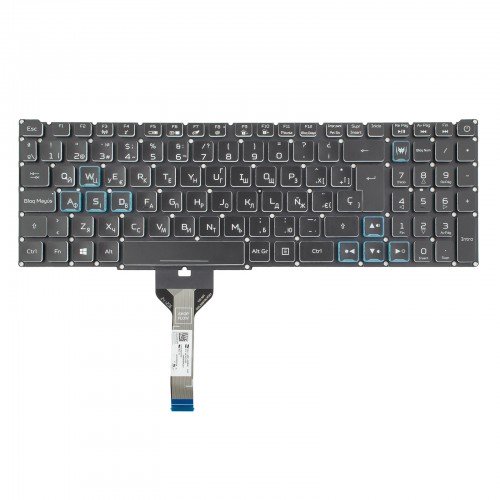 Клавіатура для ноутбука Acer Nitro AN515-45 AN515-56 AN515-57 AN517-41 AN517-57, UA, (Black/Blue crystal, 14pin RGB-backlit, Original)