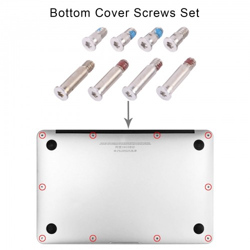 Винтики для нижней крышки MacBook A2442 A2779 A2918 A2992 A2485 A2780 A2991 (комплект 8шт, Silver)