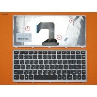 Клавиатура для Lenovo U410, Silver Frame, Black, RU