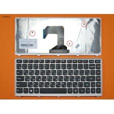 Клавіатура для Lenovo U410, Silver Frame, Black, RU