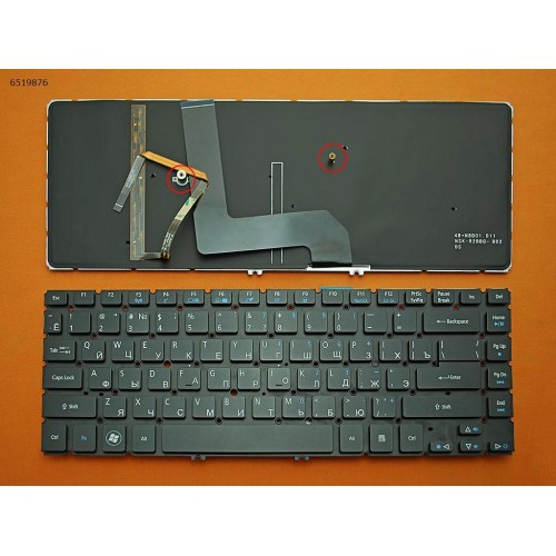 Клавіатура для ноутбука Acer Aspire Timeline Ultra M5-481G M5-481PT M5-481PTG M5-481T M5-481TG, RU, Black, з підсвіткою